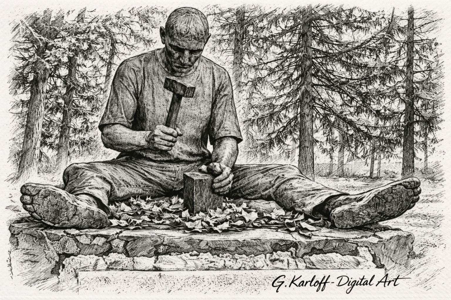 ALFEDENA Il selciatore (carboncino)